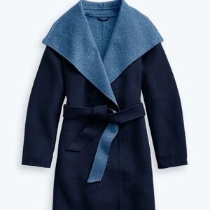 Summersalt Navy Wool Wrap Coat